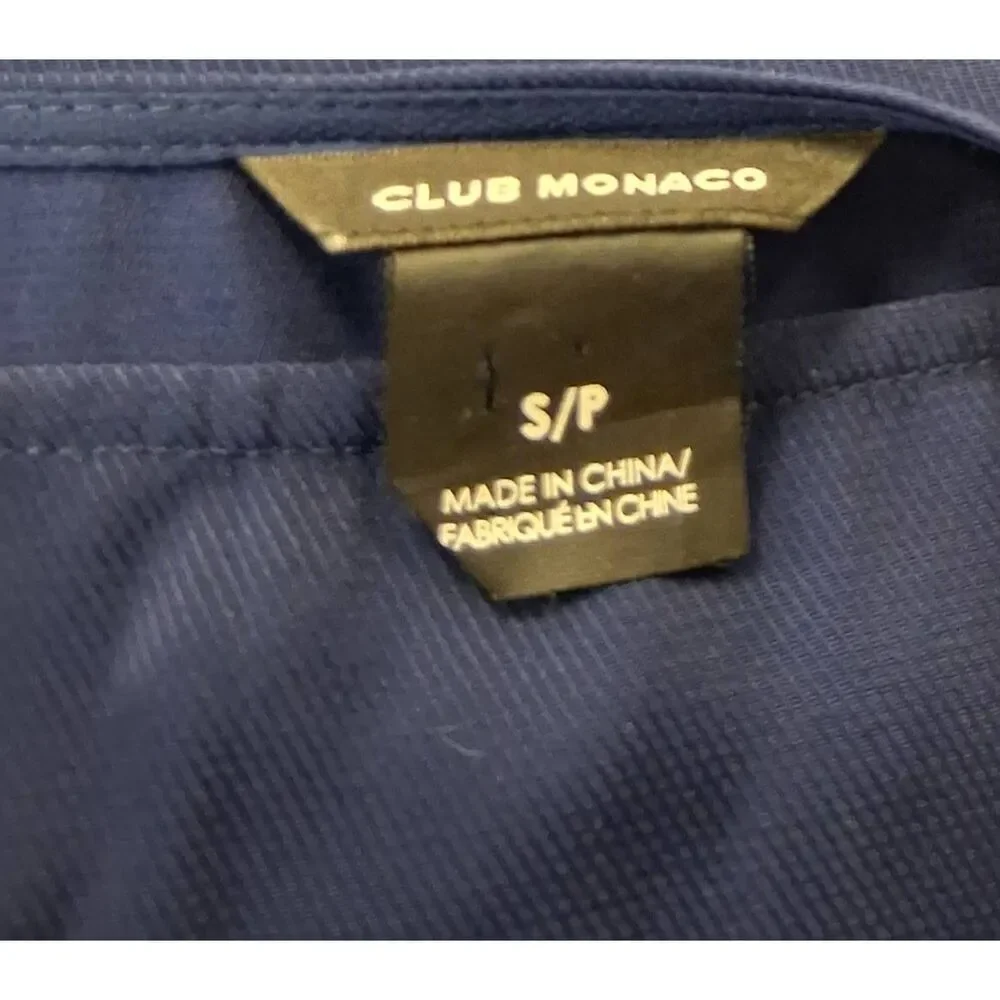 Club Monaco womens small boxy shirt navy blue ruffle sleeve boat neck